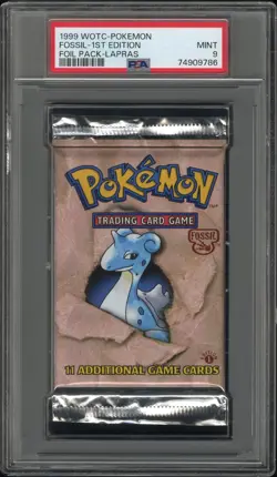 PSA 9 - 1999 WOTC Pokemon Fossil 1st Edition Lapras Pack Mint! - Image 1