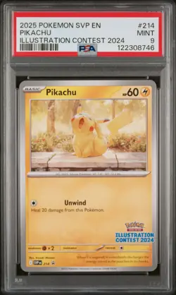 2025 POKEMON SVP EN-SV BLACK STAR PROMO ILLUSTRATION CONTEST 2024 PIKACHU PSA 9 - Image 1