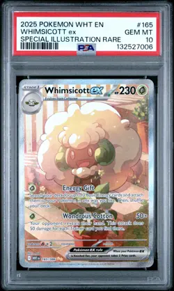 Pokemon - PSA 10 - 2025 Pokemon Wht En-White Flare Whimsicott Ex #165 - Image 1