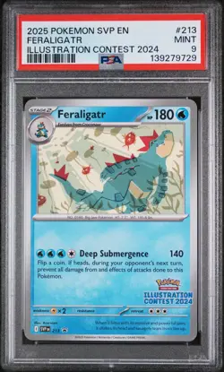 2025 POKEMON SVP EN-SV BLACK STAR PROMO #213 FERALIGATR PSA 9 - Image 1