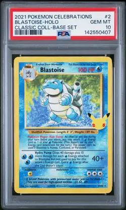 2021 POKEMON CELEBRATIONS CLASSIC COLL #2 BLASTOISE-HOLO PSA 10 - Image 1