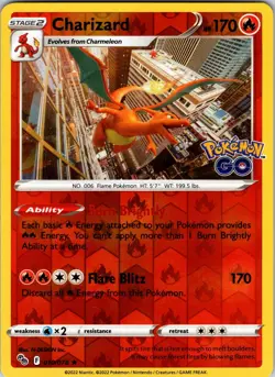 Charizard 010/078 Pokemon GO Pokemon TCG NM Reverse Holo - Image 1