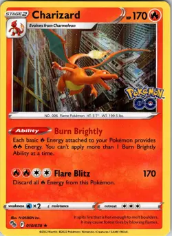 Charizard 010/078 Pokemon GO Pokemon TCG NM Holo - Image 1