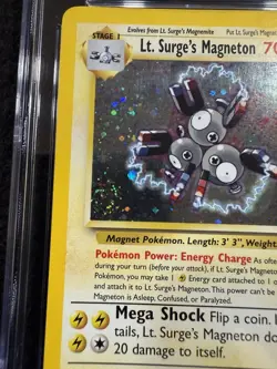 Pokemon Lt. Surge's Magneton Holo 8/132 from Gym Heroes in a CGC 8 ! Swirl! - Image 2