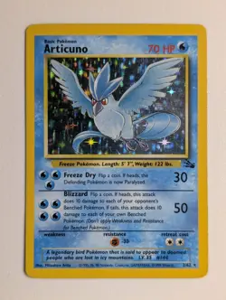 Moderately Played 1999 Pokemon WOTC Fossil Unlimited Articuno 2/62 Holo Rare - Image 1
