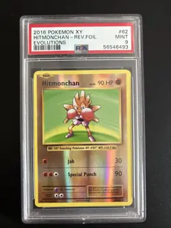 2016 Pokemon XY Evolutions Hitmonchan Reverse Holo #62/108 PSA 9 Mint - Image 1