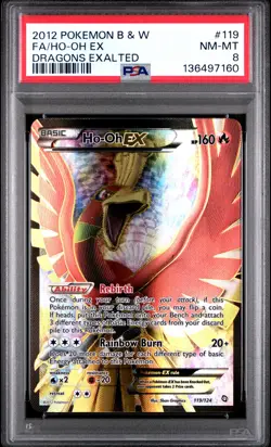 2012 POKEMON B&W DRAGONS EXALTED #119 FULL ART/HO-OH EX PSA 8 - Image 1