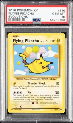 2016 POKEMON XY EVOLUTIONS #110 FLYING PIKACHU PSA 10 - Image 1