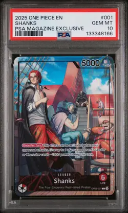 2025 ONE PIECE PROMOS PSA MAGAZINE EXCLUSIVE #001 SHANKS PSA 10 - Image 1