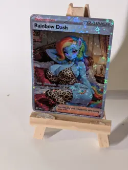Rainbow Dash Pokemon Trainer Card Full Art Sexy Waifu doujin ACG Custom Art Card - Image 1