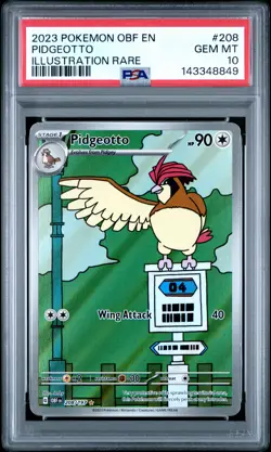 2023 POKEMON OBF EN-OBSIDIAN FLAMES ILLUSTRATION RARE #208 PIDGEOTTO PSA 10 - Image 1