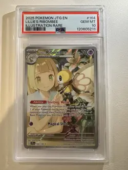 Pokemon 2025 JTG En #164 Lillie's Ribombee Illustration Rare PSA 10 Gem Mint - Image 1