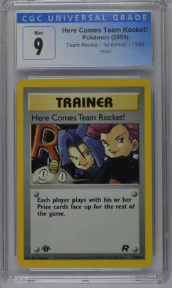 Here Comes Team Rocket! Pokemon 2000 Team Rocket 1st Edition 15/82 Holo CGC 9 - Image 1