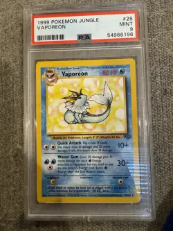 1999 Pokemon Jungle Vaporeon #28/64 PSA 9 Mint - Image 1