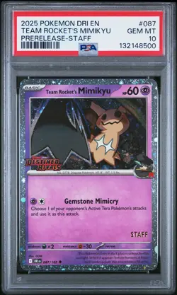 2025 POKEMON DRI EN-DESTINED RIVALS #087 TEAM ROCKET'S MIMIKYU PSA 10 - Image 1