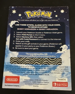 POKEMON SCARLET / VIOLET SHINY MIRAIDON OR SHINY KORAIDON SERIAL CODE SEND OFFER - Image 2