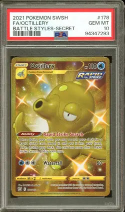 2021 POKEMON SWSH #178 FULL ART OCTILLERY GEM MT PSA 10 BATTLE STYLES SECRET - Image 1