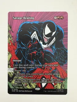 Savage Beating Borderless Showcase MTG Magic the Gathering Card NM Near Mint MAR - Image 1