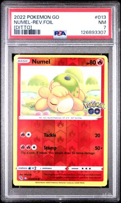 2022 POKEMON GO [DITTO] #013 NUMEL-REVERSE FOIL PSA 7 - Image 1