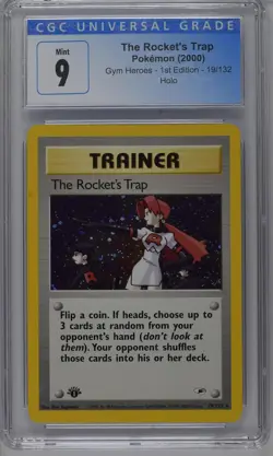 The Rocket's Trap Pokemon 2000 Gym Heroes 1st Edition 19/132 Holo CGC 9 Mint - Image 1