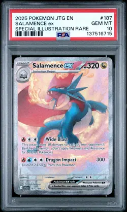 2025 POKEMON JTG EN-JOURNEY TOGETHER #187 SALAMENCE EX PSA 10 - Image 1