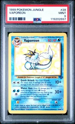 1999 Jungle Vaporeon #28 Non-Holo PSA 9 - Image 1