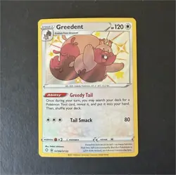 Pokemon Greedent SV100/SV122 Shiny Holo Rare Shining Fates Vault Card - Image 1