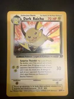 Pokemon Dark Raichu TCG Holo Rare Card 83/82 Team Rocket LP/NM Condition - Image 1