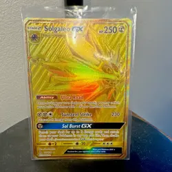Pokemon Solgaleo GX Gold Secret Rare Ultra Prism Holo Card 173/156 GX 2018 - Image 1
