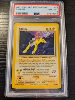 PSA 8 NM - MINT - RAIKOU 22/64 - 2001 Pokemon Neo Revelation #22 - Very Low Pop - Image 1