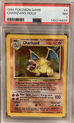 1999 Pokemon Game #4 Charizard-Holo PSA 7 NM 4/102 - Image 1