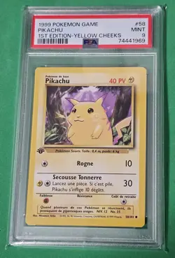 1999 Pokemon FRENCH 1st Edition Base Set Pikachu 58/102 PSA 9 MINT - Image 1