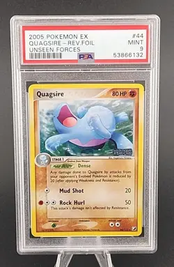 PSA 9 Mint 2005 POKEMON EX UNSEEN FORCES #44 Quagsire REVERSE HOLO FOIL - Image 1