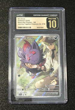 CGC PRISTINE 10 👑 POP 10 ⭐ N'S ZORUA #189 POKEMON CENTER ETB - JOURNEY TOGETHER - Image 1