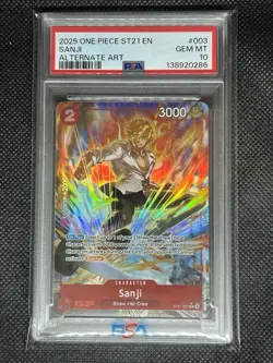 2025 One Piece CCG English ST 21-003 SANJI PSA 10 Gem Mt Alternate Art - Image 1