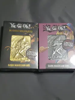 Yu-Gi-Oh Dark Magician Girl Silver + Dark Magician Girl 24K Gold Plated Card - Image 1