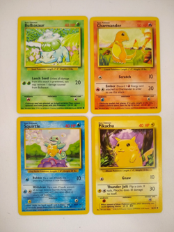 Pokemon Base Set Starters - Bulbasaur Charmander Squirtle Pikachu - Exact Cards! - Image 1