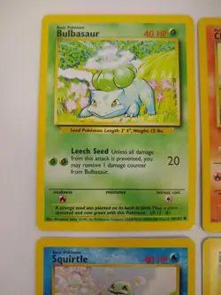 Pokemon Base Set Starters - Bulbasaur Charmander Squirtle Pikachu - Exact Cards! - Image 2