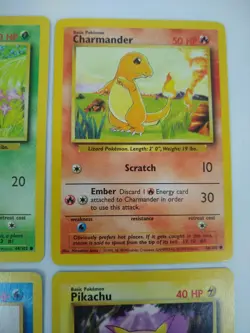 Pokemon Base Set Starters - Bulbasaur Charmander Squirtle Pikachu - Exact Cards! - Image 3