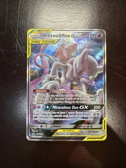 Pokemon TCG Mewtwo & Mew GX SM191 Holo Trading Card. - Image 1