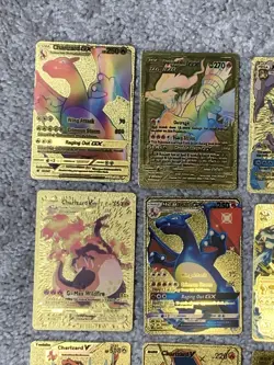 Set of 15 Charizard V, VMax, GX &More Gold Foil Fan Art Cards - Image 2