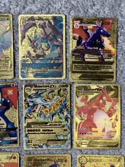 Set of 15 Charizard V, VMax, GX &More Gold Foil Fan Art Cards - Image 3