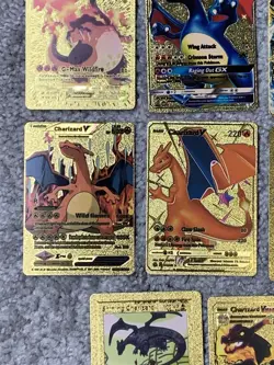 Set of 15 Charizard V, VMax, GX &More Gold Foil Fan Art Cards - Image 4