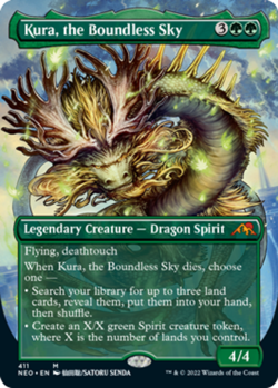 MTG Kura, the Boundless Sky - Foil - Borderless, NM-Mint, English Kamigawa: Neon - Image 1