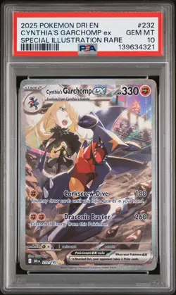 2025 POKEMON DRI EN-DESTINED RIVALS #232 CYNTHIA'S GARCHOMP EX PSA 10 - Image 1