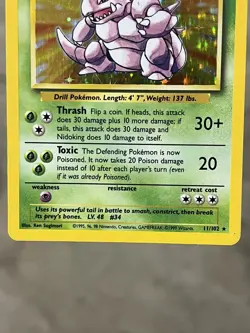 Pokemon TCG Nidoking 11/102 Base Set Unlimited Holo WOTC Vintage 1999 MP - Image 4