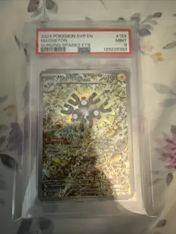 2024 POKEMON SVP SURGING SPARKS ELITE TRAINER BOX PROMO #159 MAGNETON PSA 9 - Image 1