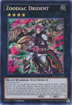 Yugioh! Zoodiac Drident - RATE-EN053 - Secret Rare - 1st Edition Near Mint, Engl - Image 1
