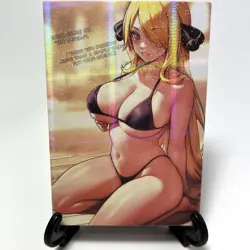 PokeGirl Cynthia Sexy Bikini Anime Waifu Girl Doujin Lewd Goddess Story Art Card - Image 1