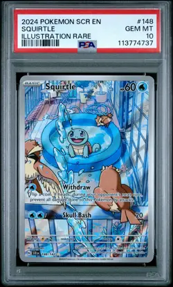 2024 POKEMON SCR EN-STELLAR CROWN ILLUSTRATION RARE #148 SQUIRTLE PSA 10 - Image 1